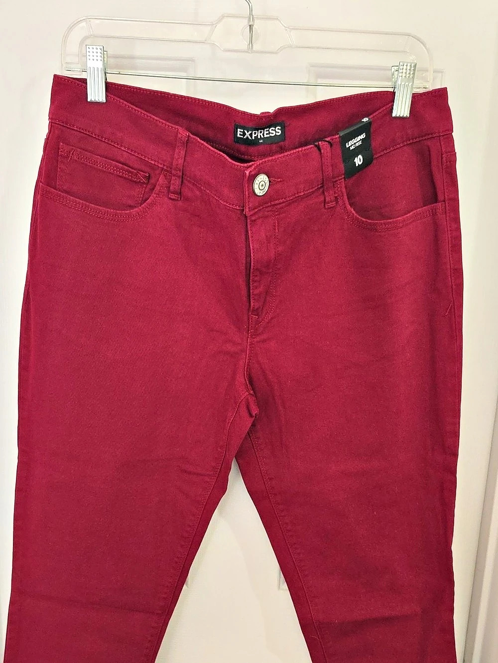Express Mid Rise Legging Jeans Skinny Pink Waist 10